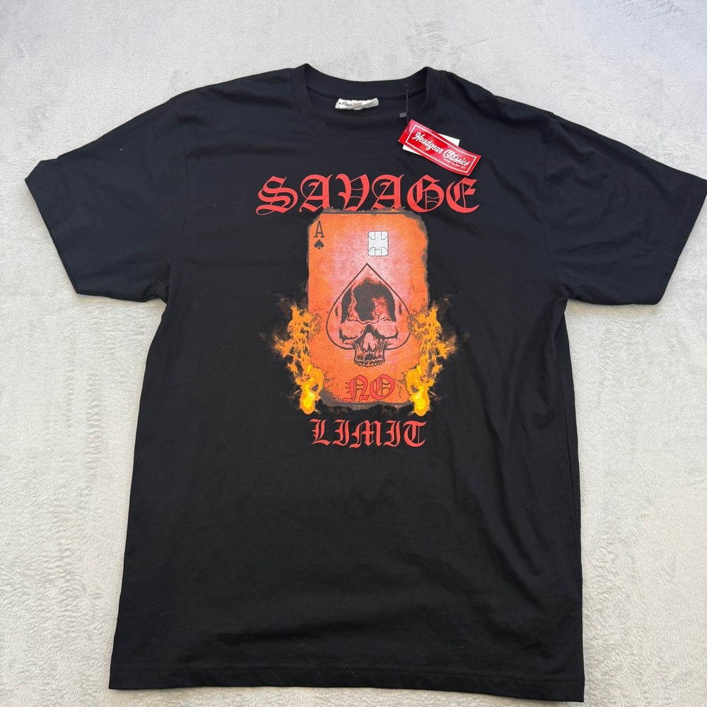 Headgear Classics Shirt Mens 2XL Savage No Limit Shirt Black Skull Ace Spades